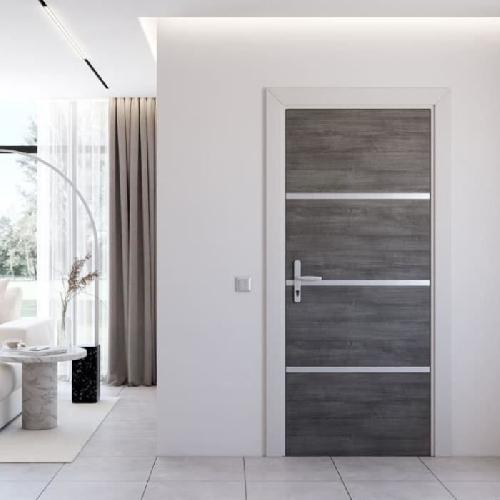 Porte Battante D'interieur - Porte Ranch - Habillage Pour Porte - Hublot Pour Porte Interieure Kit de Renovation pour Porte Interieure - NORDLINGER PRO - 4 Feuilles 85 x 50 cm et 3 Profils 85 x 2 cm - Gris Agate
