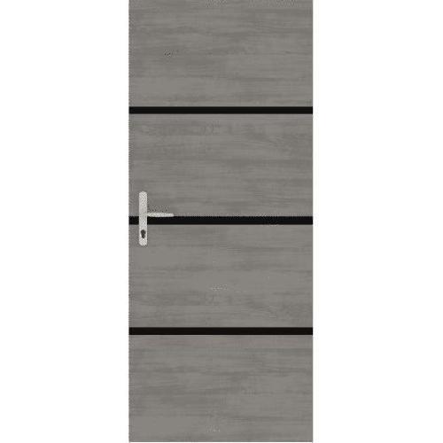 Porte Battante D'interieur - Porte Ranch - Habillage Pour Porte - Hublot Pour Porte Interieure Kit de Renovation pour Porte Interieure - NORDLINGER PRO - 4 Feuilles 85 x 50 cm et 3 Profils Noirs 85 x 2 cm - Gris Agate