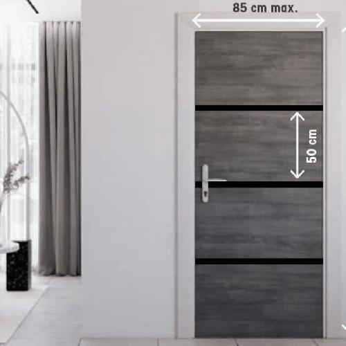 Porte Battante D'interieur - Porte Ranch - Habillage Pour Porte - Hublot Pour Porte Interieure Kit de Renovation pour Porte Interieure - NORDLINGER PRO - 4 Feuilles 85 x 50 cm et 3 Profils Noirs 85 x 2 cm - Gris Agate