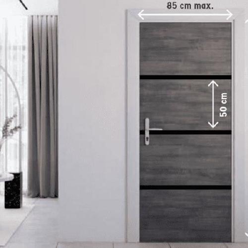 Porte Battante D'interieur - Porte Ranch - Habillage Pour Porte - Hublot Pour Porte Interieure Kit de Renovation pour Porte Interieure - NORDLINGER PRO - 4 Feuilles 85 x 50 cm et 3 Profils Noirs 85 x 2 cm - Gris Agate