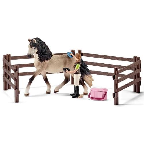 Figurine Miniature - Personnage Miniature Kit de soin pour chevaux andaloux. coffret schleich avec 9 éléments dont 1 cheval schleich inclus. coffret figurines pour enfants