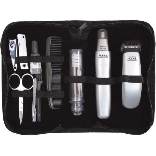 Tondeuse Multi-usages Kit de voyage barbe - WAHL - TRAVEL KIT - Tondeuse a pile - Coupe poils nez / oreilles - 6 réglages - Gris