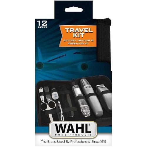 Tondeuse Multi-usages Kit de voyage barbe - WAHL - TRAVEL KIT - Tondeuse a pile - Coupe poils nez / oreilles - 6 réglages - Gris