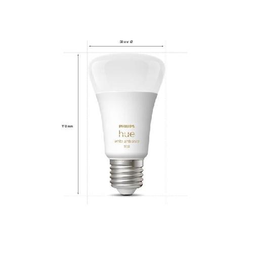 Ampoule Intelligente Kit demarrage ampoule LED connectee PHILIPS Hue White - 10.5W - Lot 2 E27 - Telecommande Hue
