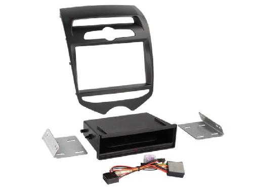 Facade autoradio Hyundai Kit Facade 2DIN compatible avec Hyundai ix20 ap10 Vide poche Induction Qi Noir mat Clim