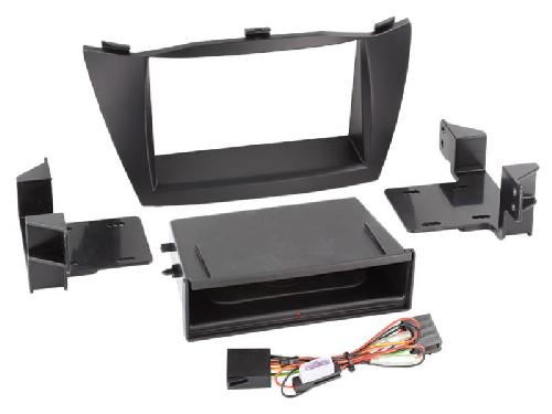 Facade autoradio Hyundai Kit Facade 2DIN compatible avec Hyundai ix35 10-13 Avec vide poche Induction Qi Noir mat