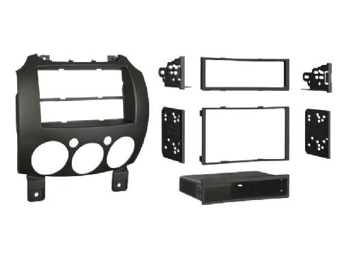 Supports Autoradio de Roger Kit Facade autoradio 2DIN compatible avec Mazda 2 ap07 Avec vide poche Noir