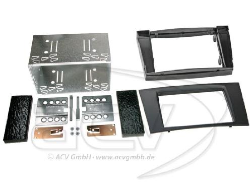 Supports Autoradio de Roger Kit Facade autoradio 2DIN compatible avec Mercedes Classe E W211 02-09 Noir Rubber touch
