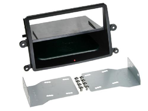 Facade autoradio Mitsubishi Kit Facade autoradio 2DIN compatible avec Mitsubishi L200 ap06 Avec vide poche Induction Qi Noir