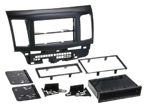 Supports Autoradio de Roger Kit Facade autoradio 2DIN compatible avec Mitsubishi Lancer ap07 Avec vide poche Noir