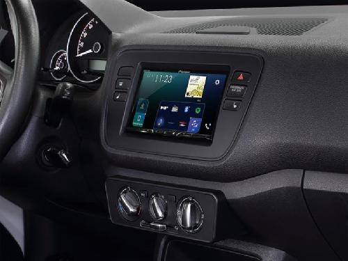 Supports Autoradio de Roger Kit Facade autoradio 2DIN compatible avec Seat Mii Skoda Citigo VW Up ap11 - Noir vide poche Clim manuelle