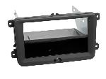 Supports Autoradio de Roger Kit Facade autoradio 2DIN compatible avec Seat Skoda VW ap03 vide poche Noir Rubber touch