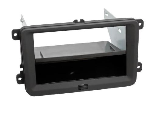 Supports Autoradio de Roger Kit Facade autoradio 2DIN compatible avec Seat Skoda VW ap03 vide poche Noir Rubber touch