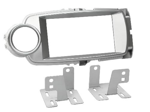 Supports Autoradio de Roger Kit Facade autoradio 2DIN compatible avec Toyota Yaris 11-14 Argent
