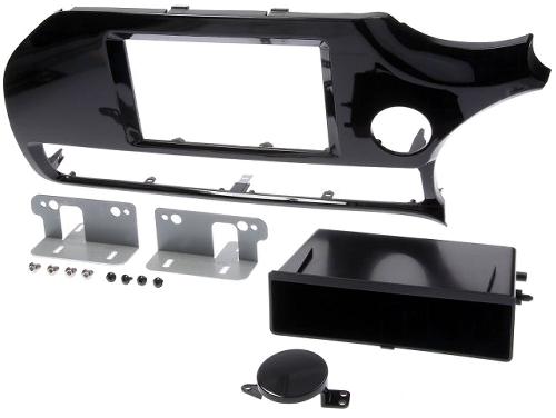 Facade autoradio Kia Kit facade compatible avec Kia Rio ap15 - noir brillant - avec vide-poche