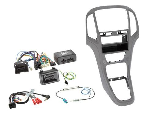 Facade autoradio Opel Kit installation autoradio 2DIN compatible avec Opel Astra ap09 Gris aluminium -Vide poche