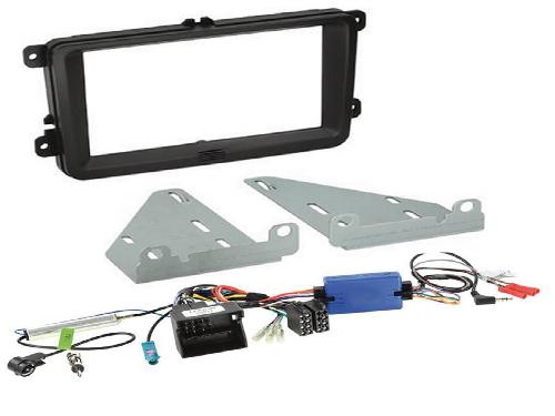 Supports Autoradio de Roger Kit Installation autoradio 2DIN SWC Adaptateur ant. compatible avec VW Seat Skoda ap03 noir