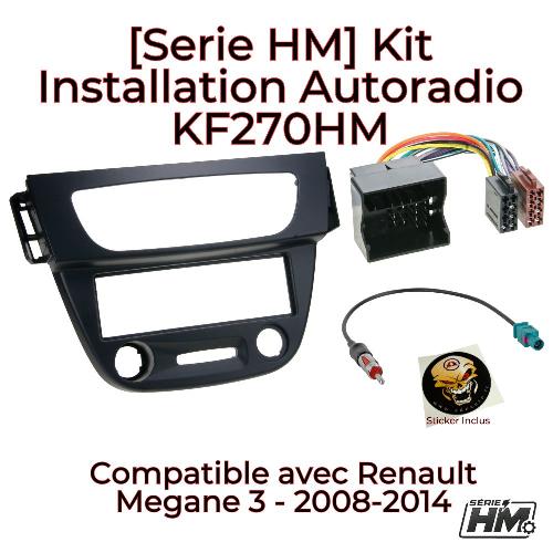 Ensembes Facades et Faisceaux ISO Kit Installation Autoradio ADNAuto KF270 Serie HM Noir Compatible Renault Megane 3 2008-2014