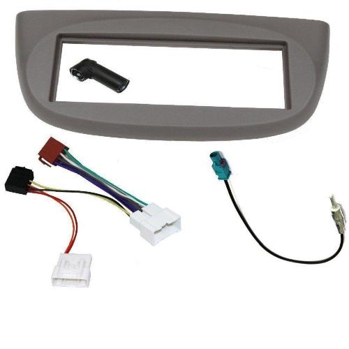 Facade autoradio Renault Kit Installation Autoradio KF217G2 1Din compatible avec Renault Twingo 2012-2014 - Gris - 2 prises blanches