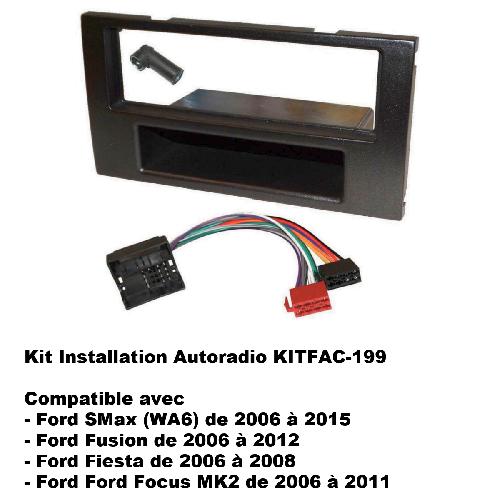 Facade autoradio Ford Kit Installation Autoradio KITFAC-199 compatible avec Ford Focus. Fiesta. Fusion et S-Max 06-12 voir liste - Noir