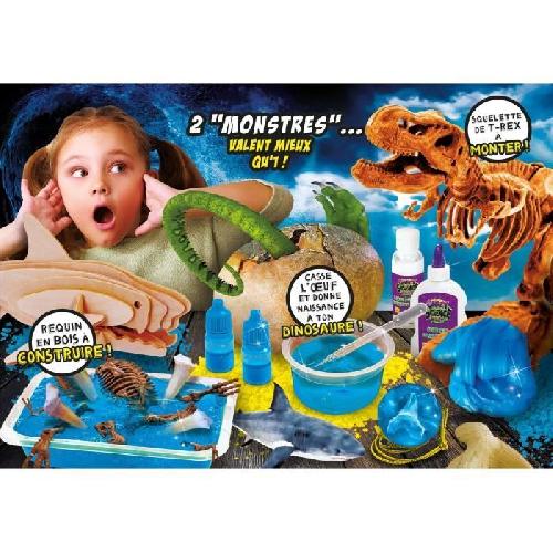 Experience Scientifique - Experience Physique-chimie Kit scientifique - LISCIANI - Crazy Science - Requins & dinosaures - Slime et oeufs a creuser - Prédateurs fascinants