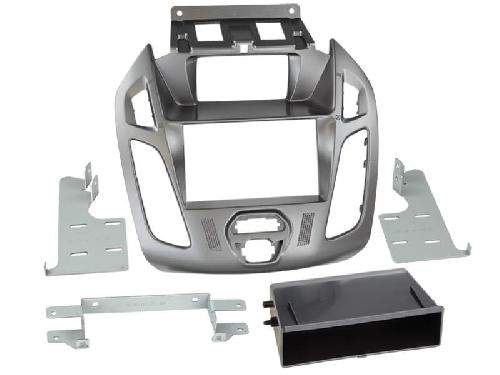 Supports Autoradio de Roger Kit support 2Din compatible avec Ford Tourneo Transit Connect ap13 Avec vide poche - Argent