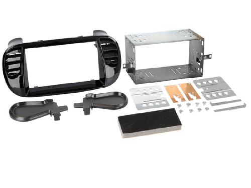 Supports Autoradio de Roger Kit Support Autoradio compatible avec Fiat 500 et 500C Noir brillant