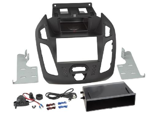 Facade autoradio Ford Kit Support autoradio compatible avec Ford Transit Connect ap13 Avec vide poche Induction Qi Noir