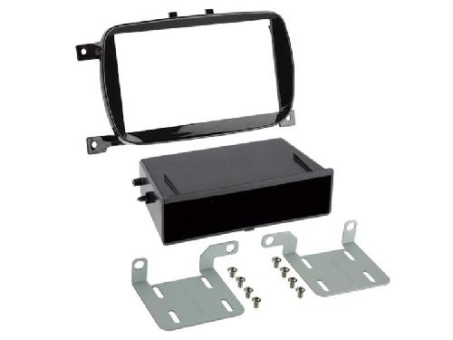 Supports Autoradio de Roger Kit support avec vide poche compatible avec Fiat 500 - Noir brillant