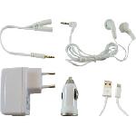 Chargeur - Adaptateur Alimentation Telephone Kit voyage allume-cigare - 220V - cable Iphone - ecouteurs