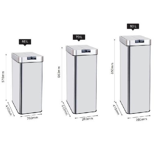 Poubelle - Corbeille - Support Sac KITCHEN MOVE Poubelle automatique SILVERLAKE - 70L - Inox avec cerclage