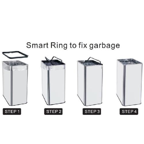 Poubelle - Corbeille - Support Sac KITCHEN MOVE Poubelle automatique SILVERLAKE - 70L - Inox avec cerclage