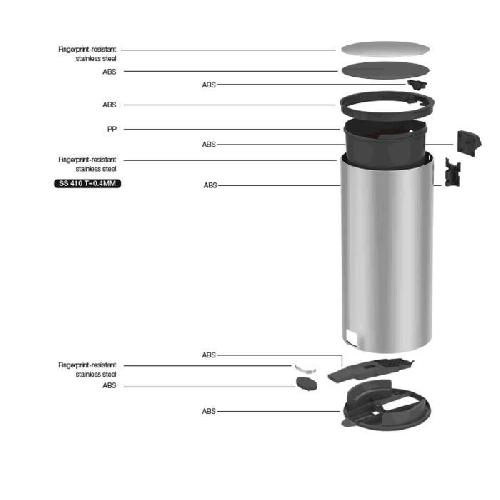 Poubelle - Corbeille - Support Sac KITCHEN MOVE Poubelle de cuisine a pedale Forest - 30L - Noir mat