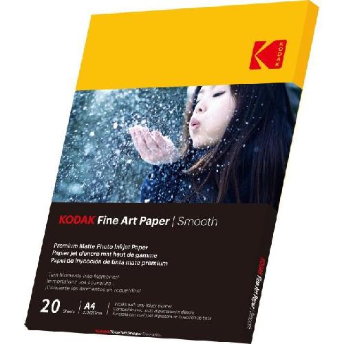 Papier Photo KODAK - 20 feuilles de papier photo 230g-m2. mat. Format A4 -21x29.7cm-. Impression Jet d'encre effet lisse - 9891092