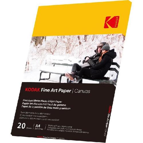 Papier Photo KODAK - 20 feuilles de papier photo 230g-m2. mat. Format A4 -21x29.7cm-. Impression Jet d'encre effet toile - 9891090