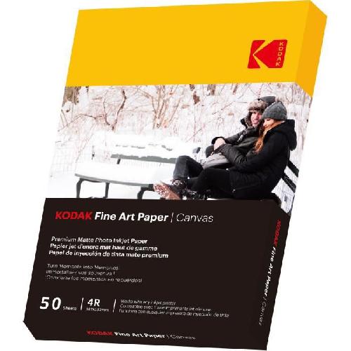 Papier Photo KODAK - 50 feuilles de papier photo 230g-m2. mat. Format A6 -10x15cm-. Impression Jet d'encre effet toile - 9891091
