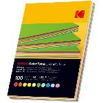 Papier Photo KODAK - Ramette de 100 feuilles papier couleur 80g-m2. Format A4 -21x29.7cm- Rouge. Orange. Jaune. Vert. Bleu et Rose