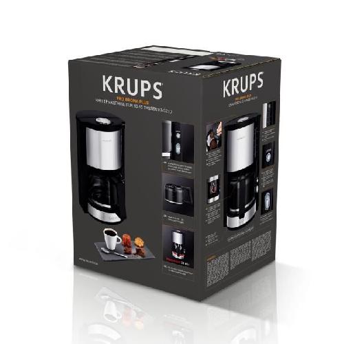 Cafetiere KRUPS Cafetiere filtre électrique 1.25L Machine a café Pro Aroma Plus. 15 tasses. Noir Inox KM321010