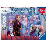 LA REINE DES NEIGES 2 Puzzles 3x49 pieces - Le voyage commence - Ravensburger - Lot de puzzles enfant - Des 5 ans