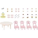 Figurine Miniature - Personnage Miniature La table du goûter - SYLVANIAN FAMILIES - 5742 - Set de table avec chaises. vaisselle et pâtisseries