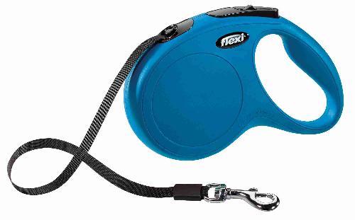 Laisse - Sangle - Accouple Laisse enrouleur FLEXI New CLASSIC - Taille M - 5m - Bleu pour chien jusqu'a 25kg