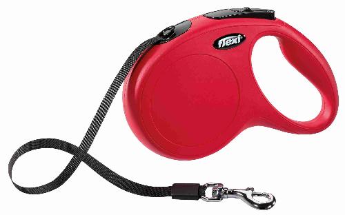 Laisse - Sangle - Accouple Laisse enrouleur pour chien moyen FLEXI New CLASSIC - 5m - Rouge