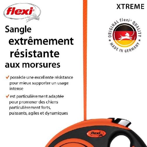 Laisse - Sangle - Accouple Laisse sangle TRIXIE flexi XTREME - Taille XS - 3m - Noir et orange