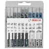 Lame De Decoupe Assortiment de lames de scie sauteuse - BOSCH - 10 pieces - Metal et Bois - Acier - Modeles varies