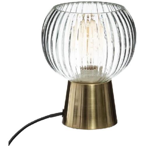 Lampe A Poser Lampe a poser en verre et metal - E27 - 25 W - H. 19.5 cm - Dore