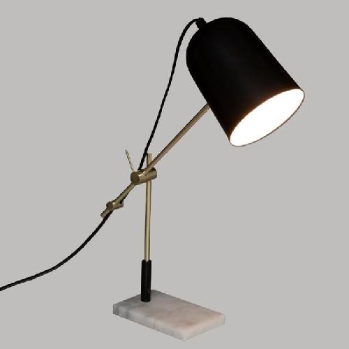 Lampe A Poser Lampe arc Suite. base marbre. noir et dore H40 cm