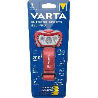 Lampe Frontale Multisport Frontale-VARTA-Outdoor Sports H20 Pro-200lm-Dimmable-IPX4-LED rouge-3 modes lumineux-Lumiere blanche et rouge-3 Piles AAA incluses
