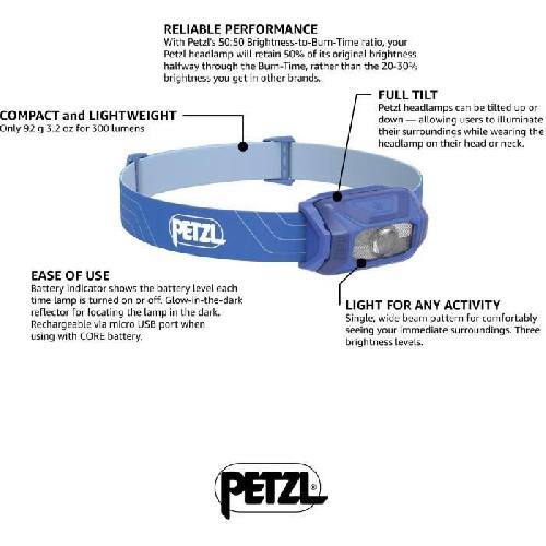 Lampe Frontale Multisport Lampe frontale - PETZL - TIKKINA - 300 lumens - 3 piles AAA-LR03 incluses - Bleu