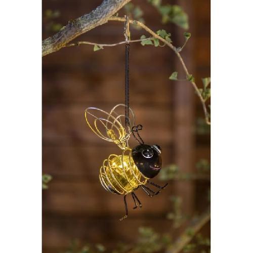 Decoration Lumineuse Lampe solaire Abeille - GALIX - 4 LED blanches - 8 heures d'éclairage - Métal et verre
