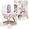 Landau - Poussette Poussette Landau pour poupée Baby Nurse - Smoby - Avec nacelle et canopy en plastique - Rose et blanc